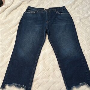 We The Free Dark Blue Button Fly Flare Cropped Jeans size 31